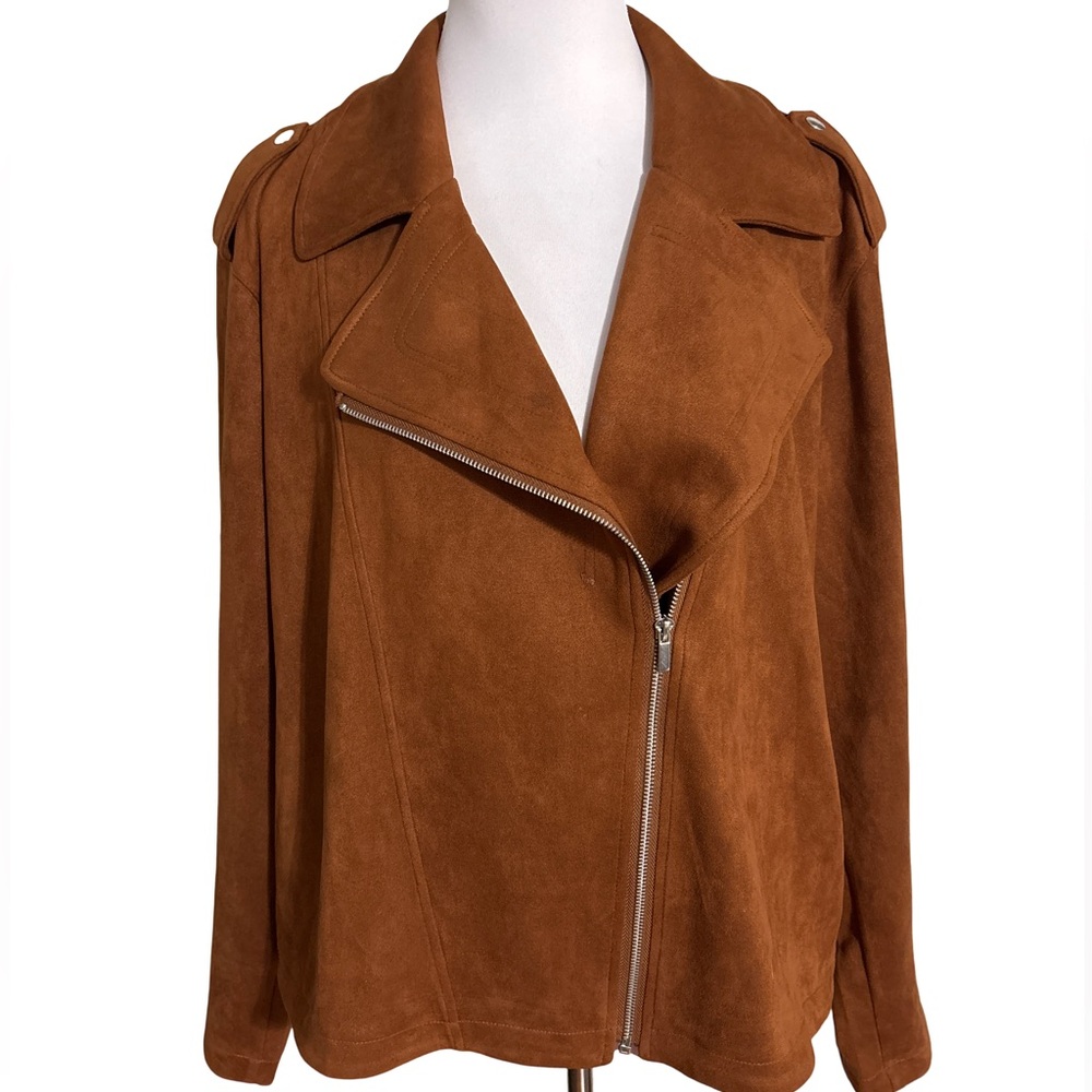 LC Lauren Conrad Women's Brown Faux Suede Jacket